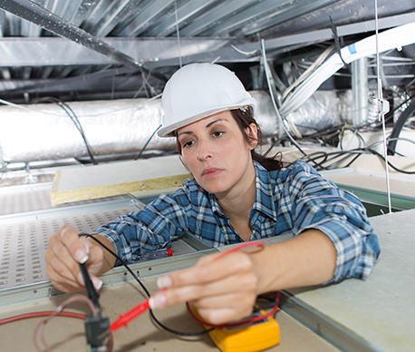 woman working on lighting